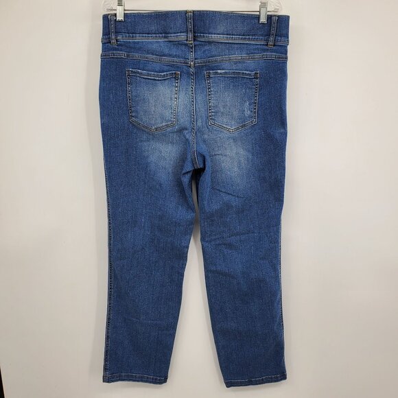 Spanx High Rise Medium Wash Pull On Straight Leg Women's Denim Jeans Size 1X - Picture 2 of 7